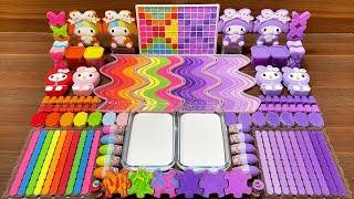 Mixing Rainbow vs Purple My Melody Slime!  Satisfying ASMR #1029