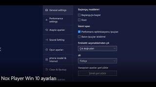 Nox Player için Win 10 ayarları
