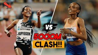 Faith Kipyegon VS. Beatrice Chebet 5000m Battle || Paris Olympics Trials 2024