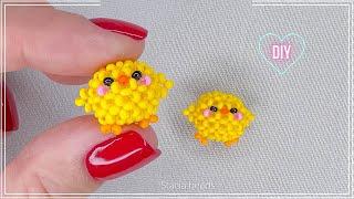 Мини Амигуруми цыпленок из бисера в технике крестик / Beaded Mini amigurumi chick