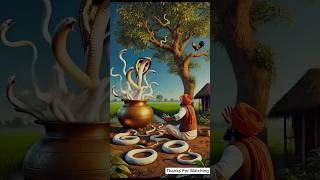 Thousands of snakes  come out of the pot and then the farmer and the hen run away  #ai #snake
