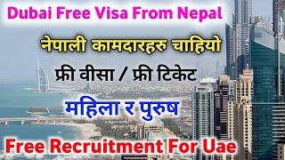 Free Recruitment For Uae | Dubai Free Visa From Nepal | Free Visa free Ticket Job In Dubai |