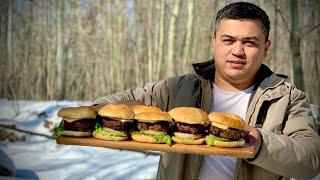 Готовим Бургер из Баранины на Садже - Деревенский Бургер 