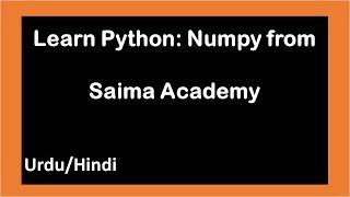 Python: Numpy arrays:Urdu/Hindi