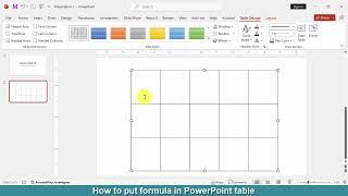 How to put formula in PowerPoint table