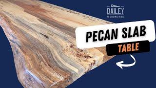 Pecan Slab Table Made with the Clean Cut Woodworking Router Sled - Dailey Woodworks in Bryan, Texas