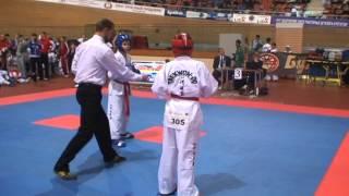 Danila Subachus  (Blue). Fight 1, Round 1 (cut). Taekwondo ITF World Cup 2014 (Minsk).