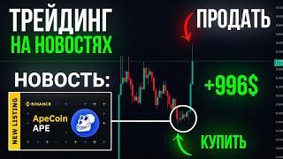 ТОРГУЮ НА НОВОСТЯХ +1000$ в месяц | Трейдинг криптовалют | Разбор сделки и стратегии!