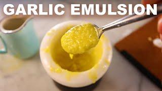 How garlic can emulsify sauces (aioli, alioli, allioli, aïoli, toum, etc)