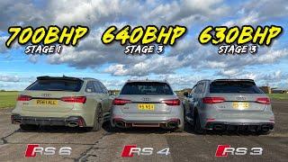 QUATTRO RIVALS.. 630HP RS3 vs 640HP RS4 vs 700HP RS6