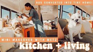 Styling Modern Builds Bus Tiny Home Conversion | Episode 2 DIY Living Room and Kitchen Makeover!
