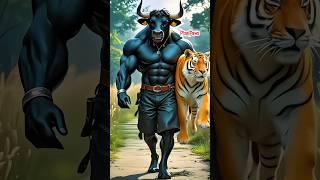 Bull Ne Tiger Aur Cat Ko Latka Diya! #shorts #ytshorts #aivideo