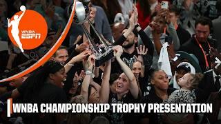 The New York Liberty are presented with the 2024 WNBA Championship Trophy  | WNBA on ESPN