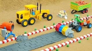 Dinosaur Destroys Road | Modern Construction Vehicles Build Dump Road Project