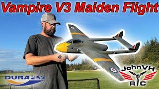 NEW! Durafly Vampire V3 MAIDEN FLIGHT Review Video 70mm EDF Jet  @HobbyKingOfficial