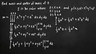 Mass and center of mass with triple integrals (KristaKingMath)