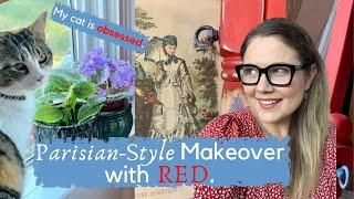PARISIAN-STYLE Furniture Makeover With Romantic & Powerful RED | Gift-Giving Season ALERT!