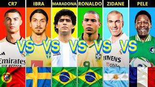 Vergleich: CR7 vs. Ibrahimovic vs. Maradona vs. Ronaldo vs. Zidane vs. Pele