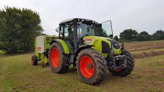 Rundballen pressen mit Claas Axos 310 und Claas Rollant 46 Silage