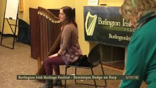 Burlington Irish Heritage Harpist Dominique Dodge 3-17-2018