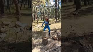 Not hurting anyone…. Not even the trees ‍️#funny #trend #obsessed #aspen #wood #woodchopper