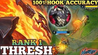 THRESH ANNOYING TANK DAMAGE! 100% FLASH HOOK EXECUTION - TOP 1 GLOBAL THRESH BY BIG MOUSE- WILD RIFT