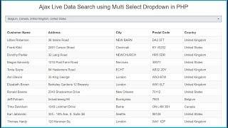 Ajax Live Data Search using Multi Select Dropdown in PHP