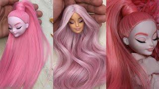 NEW COOL Hairstyle for DOLL! DIY Miniature Ideas for Barbie Doll Transformation ~ Wig, Dress Makeup