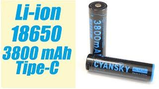 3800 mAh реальной емкостиАккумуляторы Cyansky 18650 + порт зарядки USB type C