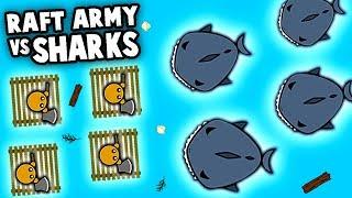 Raft Navy vs SHARK ATTACKS!  NEW Raft Game!  (Raaaaft.io Gameplay - New io game)