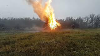 We meet winter - a big fire from sunflower stalks