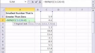 Excel Magic Trick 681: Find Smallest Number That Is Greater Than Zero Array Formula