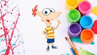 Как нарисовать Финеса из Финес и Ферб/ How to draw Phineas from Phineas and Ferb