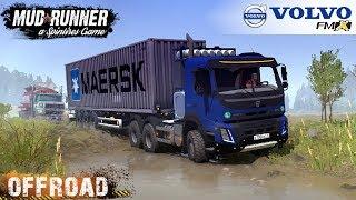 Spintires: MudRunner - VOLVO FMX 6X6 Pulls Out of The Ditch Stuck Gasoline Tank Truck