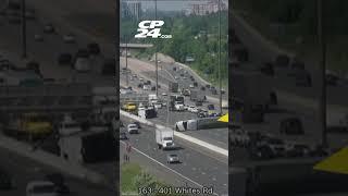 Two rollovers, including a transport truck, block eastbound 401 Expressway