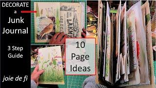 DECORATE a JUNK JOURNAL ⭐ 10 Page Ideas | Easy 3 Step Guide For Beginners