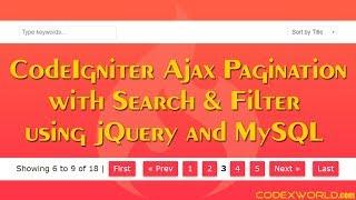 Ajax Pagination with Search and Filter in CodeIgniter