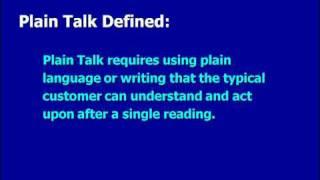 Writing Documents in Plain Talk (Plain Language)