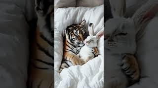 Tiger Cub and Bunny Dreaming Together!  #short #cute #babyanimals #BeastStudio