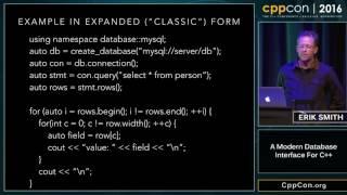 CppCon 2016: Erik Smith “A modern database interface for C++"