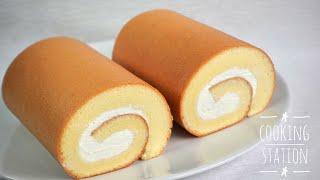 vanilla Swiss Roll Cake  /  Vanilla Roll Cake Recipe/ sponge cake rolled