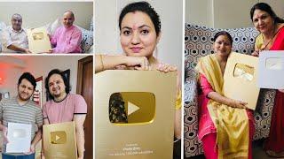 Unboxing Golden Play Button with Family | Double Diwali Celebration