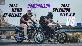 2024 Hero Splendor Plus Xtec2.0 Vs 2024 Hero HF Deluxe Full Detail Ride Comparison | Which is Best?