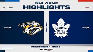 NHL Highlights | Predators vs. Maple Leafs - December 4, 2024