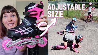 SKL Kids' Adjustable Size Rollerblade Review + HILARIOUS First Time Inline Skating