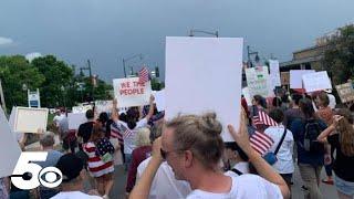 Estimated 1,500 people take part in Fayetteville 'No Kings' protest