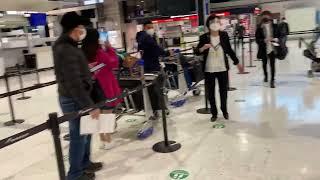 Nepal airlines checking for boarding at Narita Airport Japan