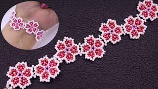 Flower Bracelet Tutorial/Beaded Bracelet Making/Seed Bead Jewelry Making Tutorial-Easy & Quick Craft