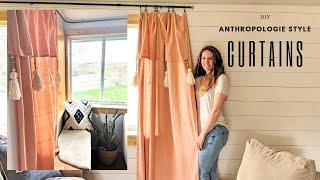 DIY LIVING ROOM DECOR | DROP CLOTH CURTAINS TUTORIAL