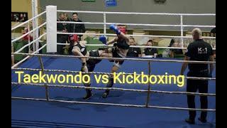 Taekwondo (Laura) vs Kickboxing knock down in 50 seconds